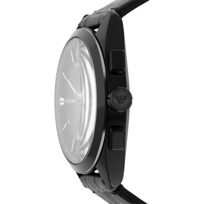 Emporio Armani Claudio Chronograph Black Dial Black Leather Strap Watch For Men - AR11483 - Image 6